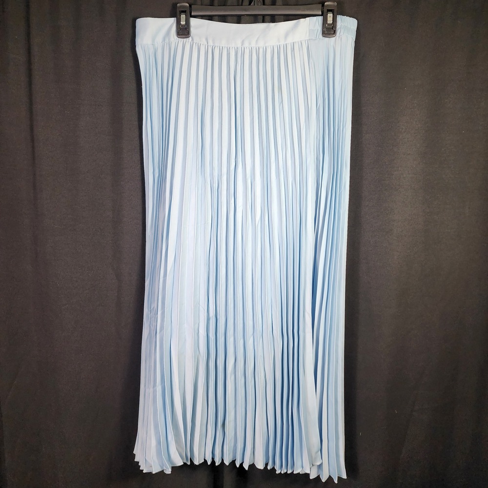 PrettyGarden Light Blue Pleated Midi Skirt XL‎ High Waist Accordion Pastel Skirt